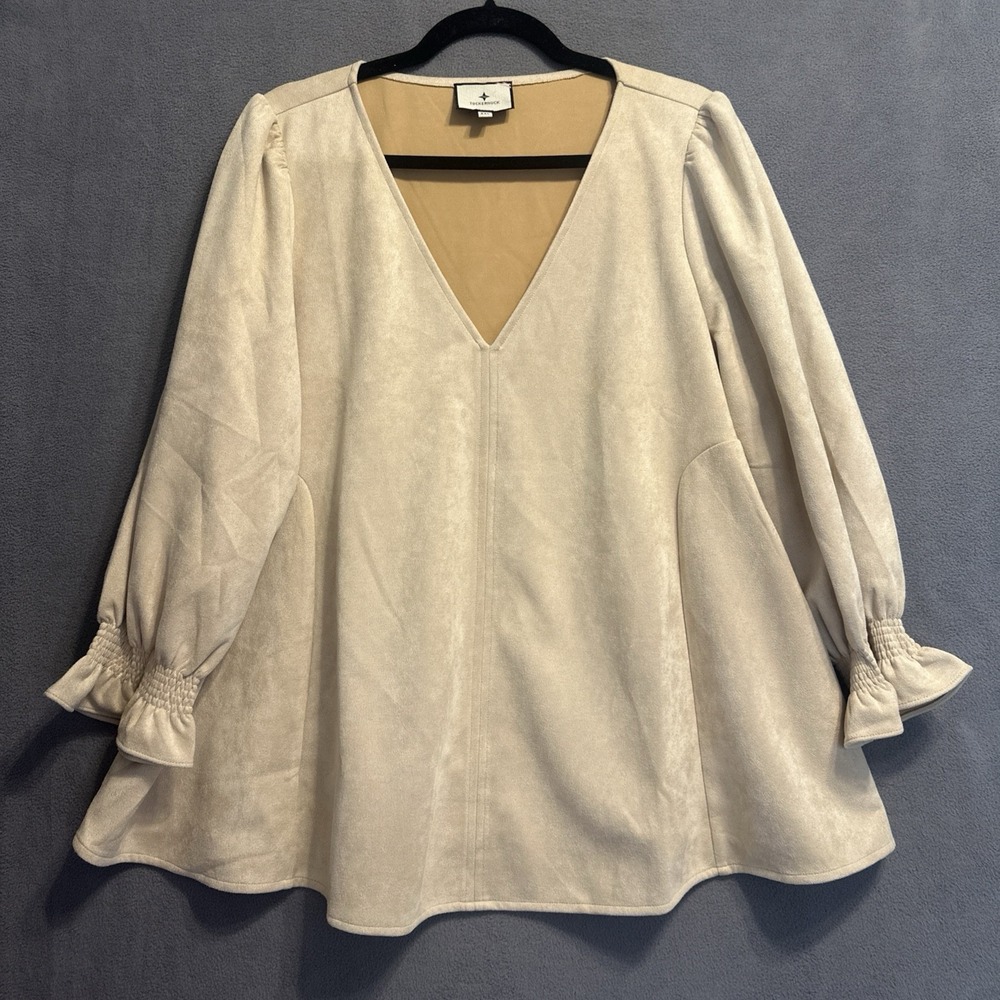 Tuckernuck Easton Faux Suede Swing Top Size XXL Tan Beige Preppy Western